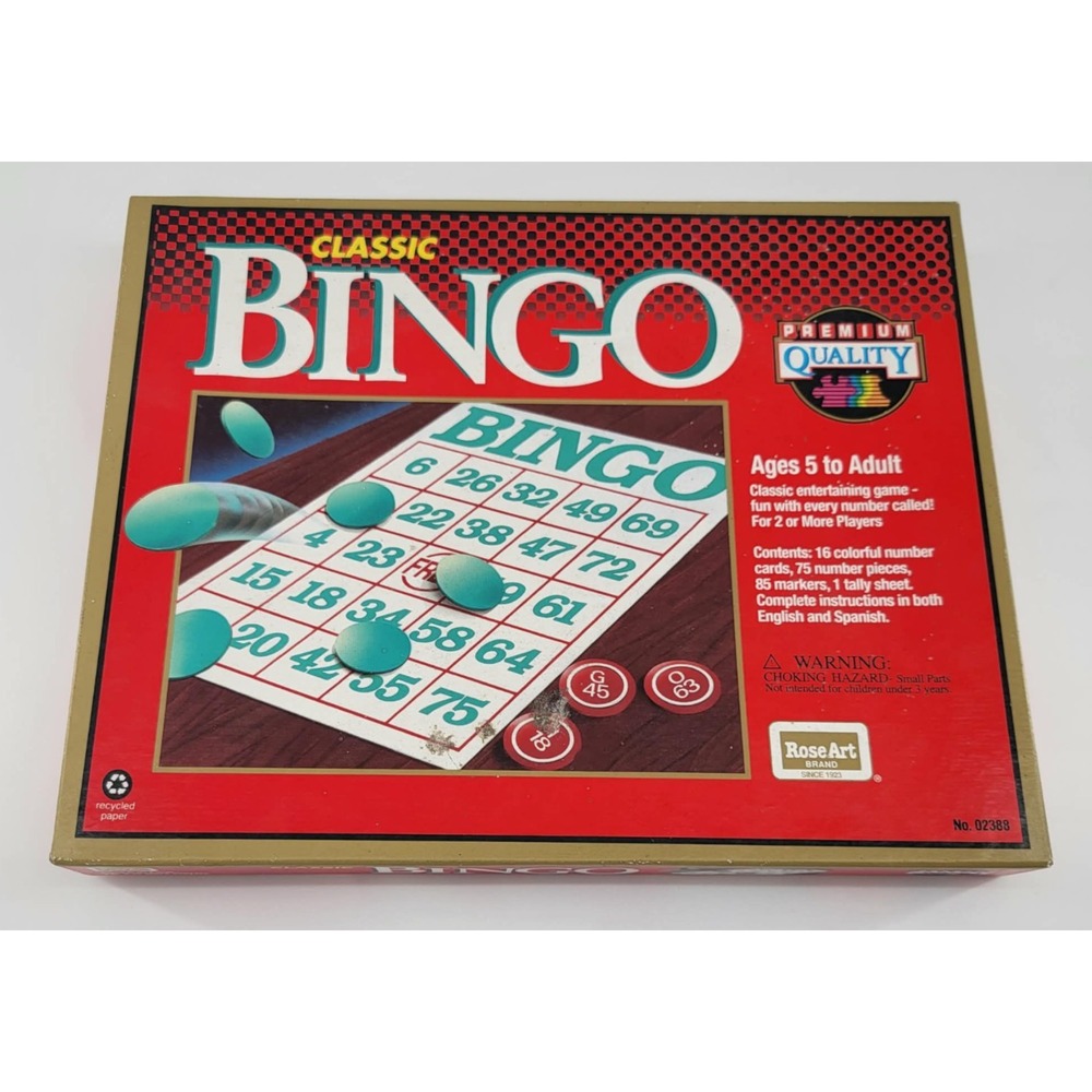 Vintage Classic BINGO Family Party Game Rose Art NEW Sealed Box No. 02388